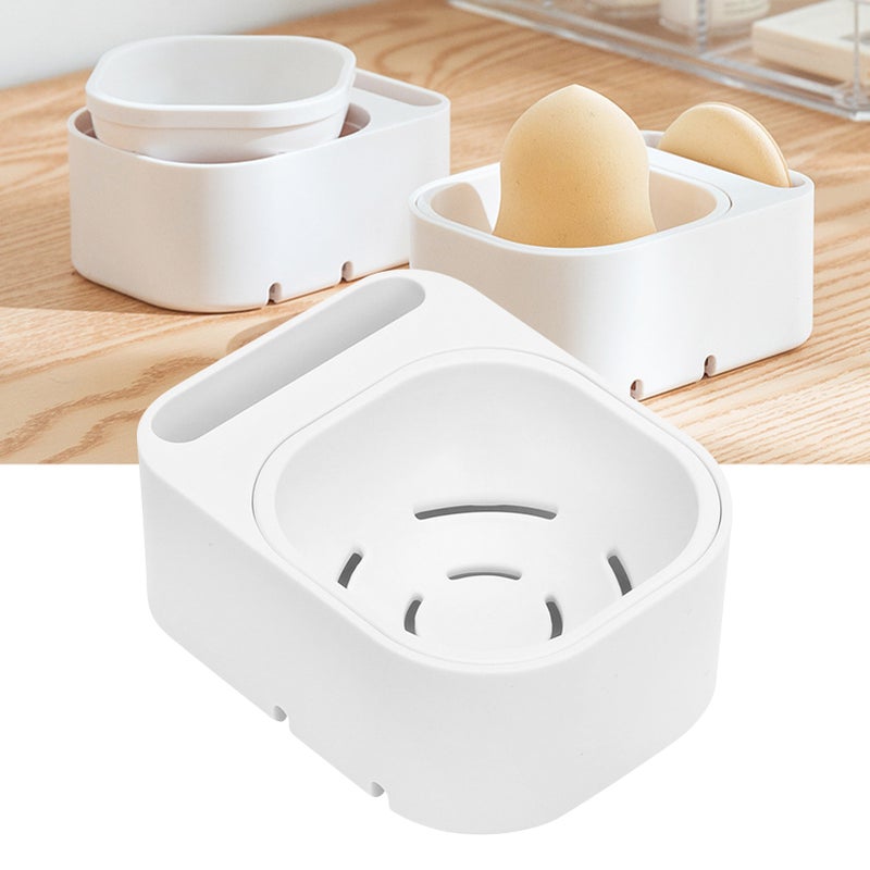 Makeup Sponge Holder with Lid PS Anti Dust Powder Puff Storage Drying Rack for Bedroom - Image 5