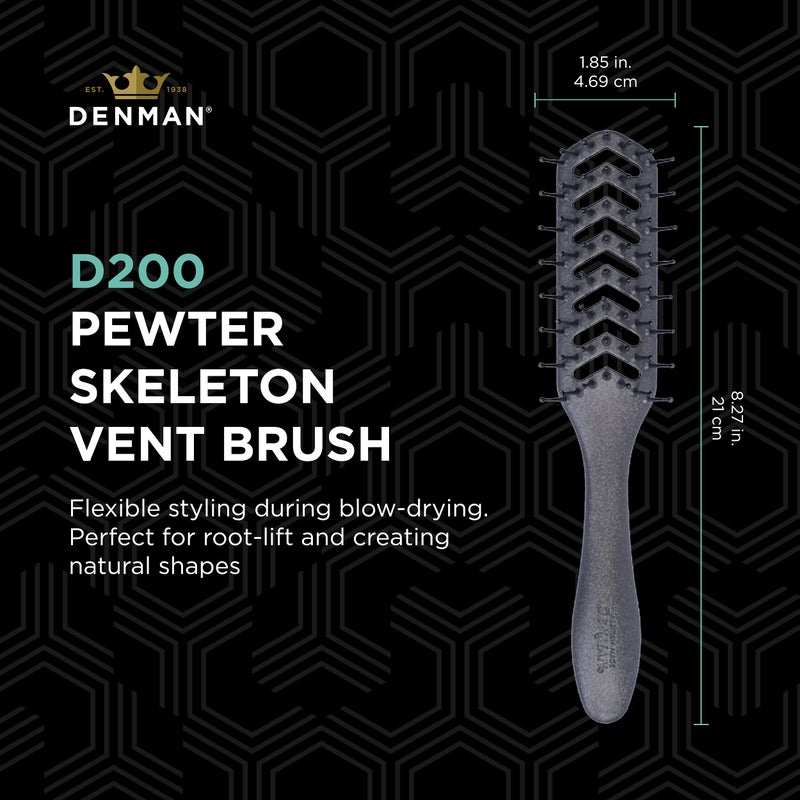 Denman D200 Flexible Vent Brush for Blow Drying - Styling Hair Brush for Wet Dry Curly Thick Straight Hair - For Women and Men (Pewter) - Image 2