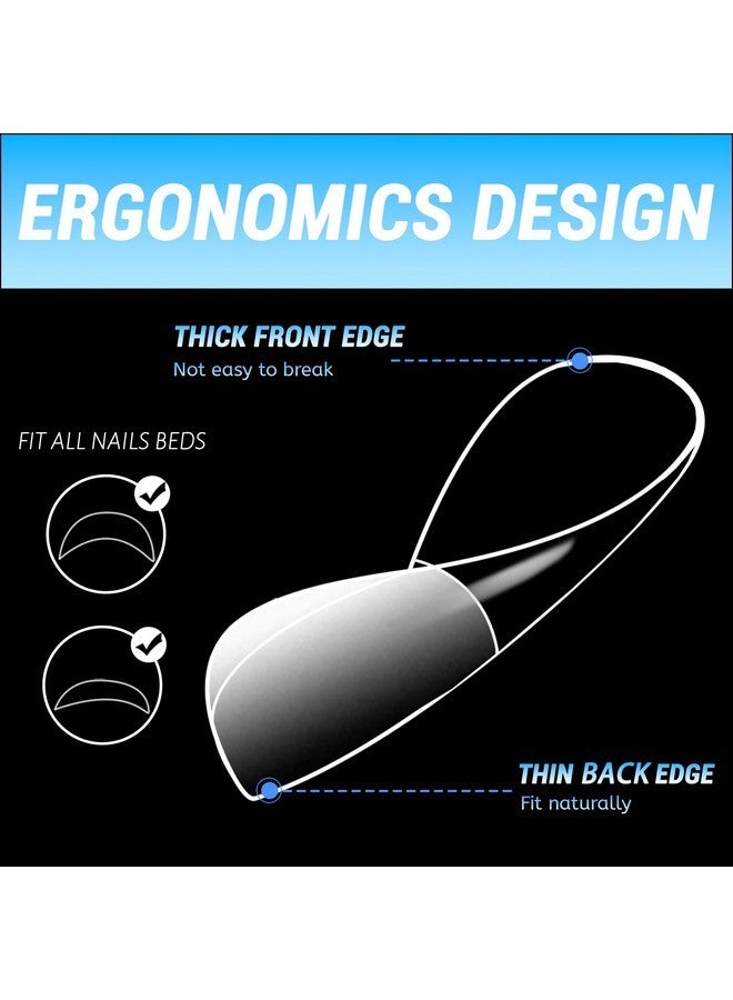 لايفيكس تول 240 قطعة من أطراف أظافر الجل الناعمة على شكل X، أطراف أظافر صناعية قصيرة مربعة الشكل، أطراف أظافر صناعية لأصابع القدم، أظافر صناعية شفافة، 12 مقاسًا، أطراف أظافر صناعية فرنسية، أظافر أكريليك - Image 4
