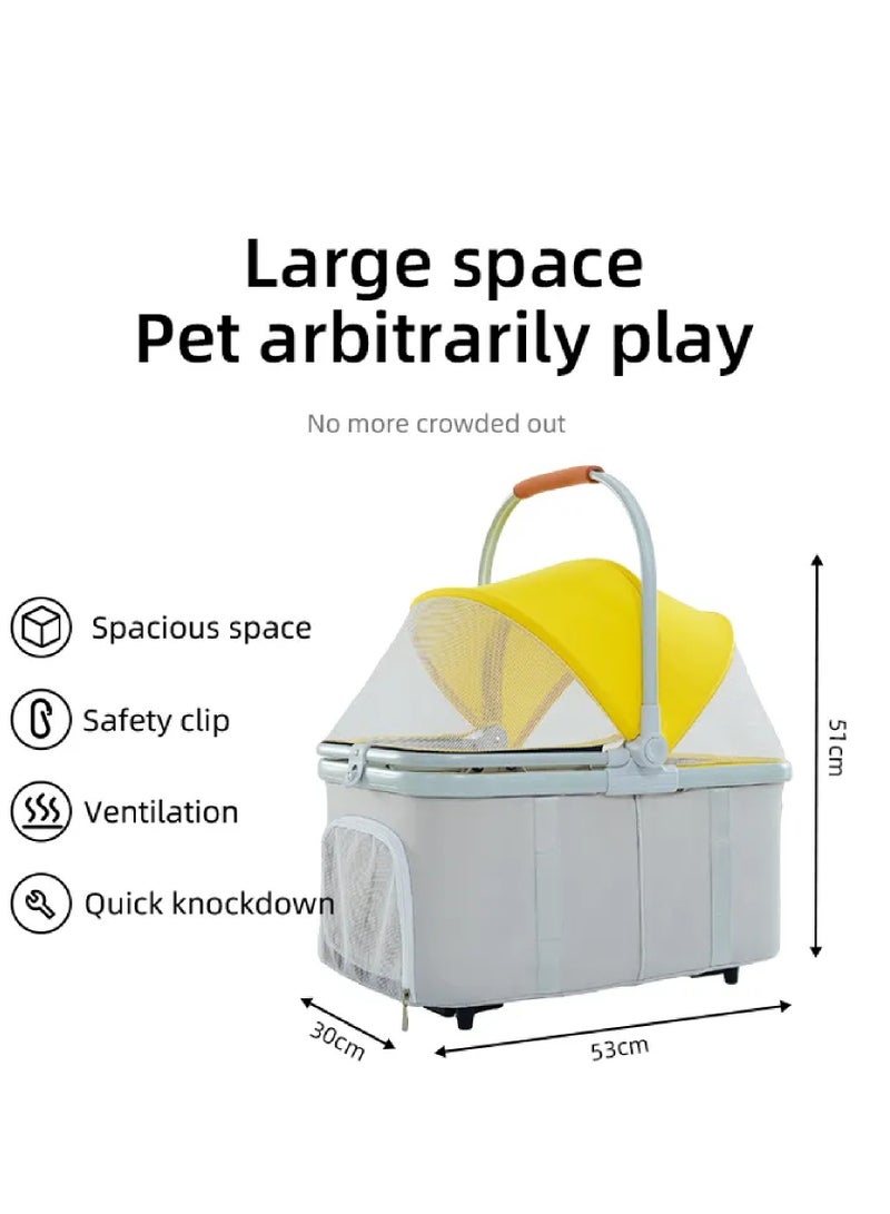 Wheeled Pet Stroller Dog Carrier with Storage Basket Dog Stroller Luxury 4 Wheels Pet for Dog Color Pink - Image 3