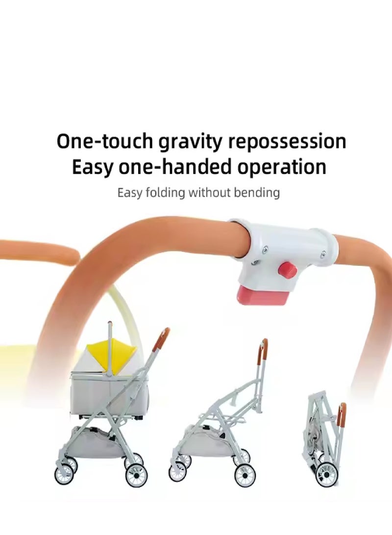 Wheeled Pet Stroller Dog Carrier with Storage Basket Dog Stroller Luxury 4 Wheels Pet for Dog Color Pink - Image 4