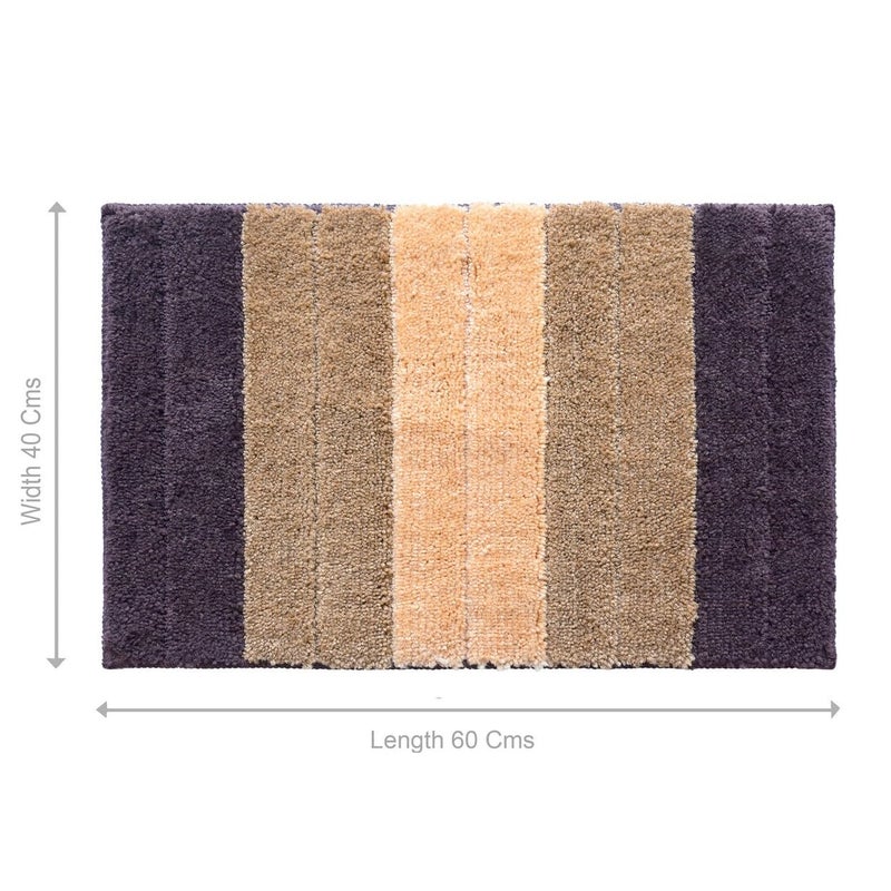RNF R N Fibers R N Fibers Decorative Striped Non Slip Bathmat for Floor Water Absorbent Microfiber Color Fast Machine Washable 40x60 Cms Brown - Image 2