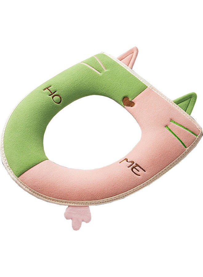 نيبمينينت بساط مرحاض لطيف على شكل قطة أخضر/وردي 43 x 39سم - Image 1