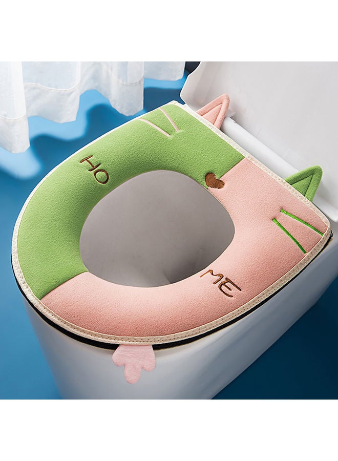 نيبمينينت بساط مرحاض لطيف على شكل قطة أخضر/وردي 43 x 39سم - Image 2