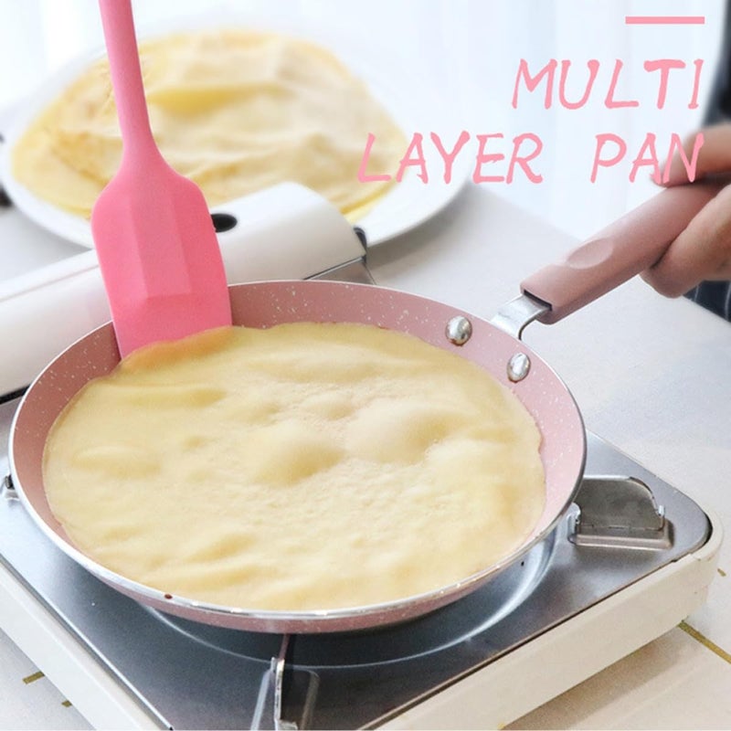 Aluminum Non-Stick Omelet Pancake Pan 6 Inch Pink Dual-Use Flat Skillet for Home Kitchen and Restaurant Cooking - Image 2
