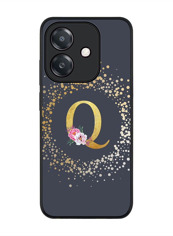 Stylizedd For Oppo A5i Case,Slim fit Camera Protection, Shockproof Thin Phone cover  - Custom Monogram Floral - Q  (Grey )