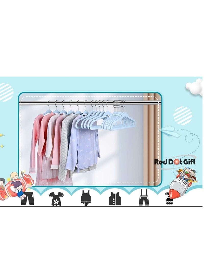 Red Dot Gift 50-Pack Blue Velvet Kids Hangers - (35cm / 14 Inch) Premium Childrens Hangers for Closet, Ultra-Thin Cute Hangers Kids Clothes Hanger, Small Hangers for Kids Clothes  - Image 4