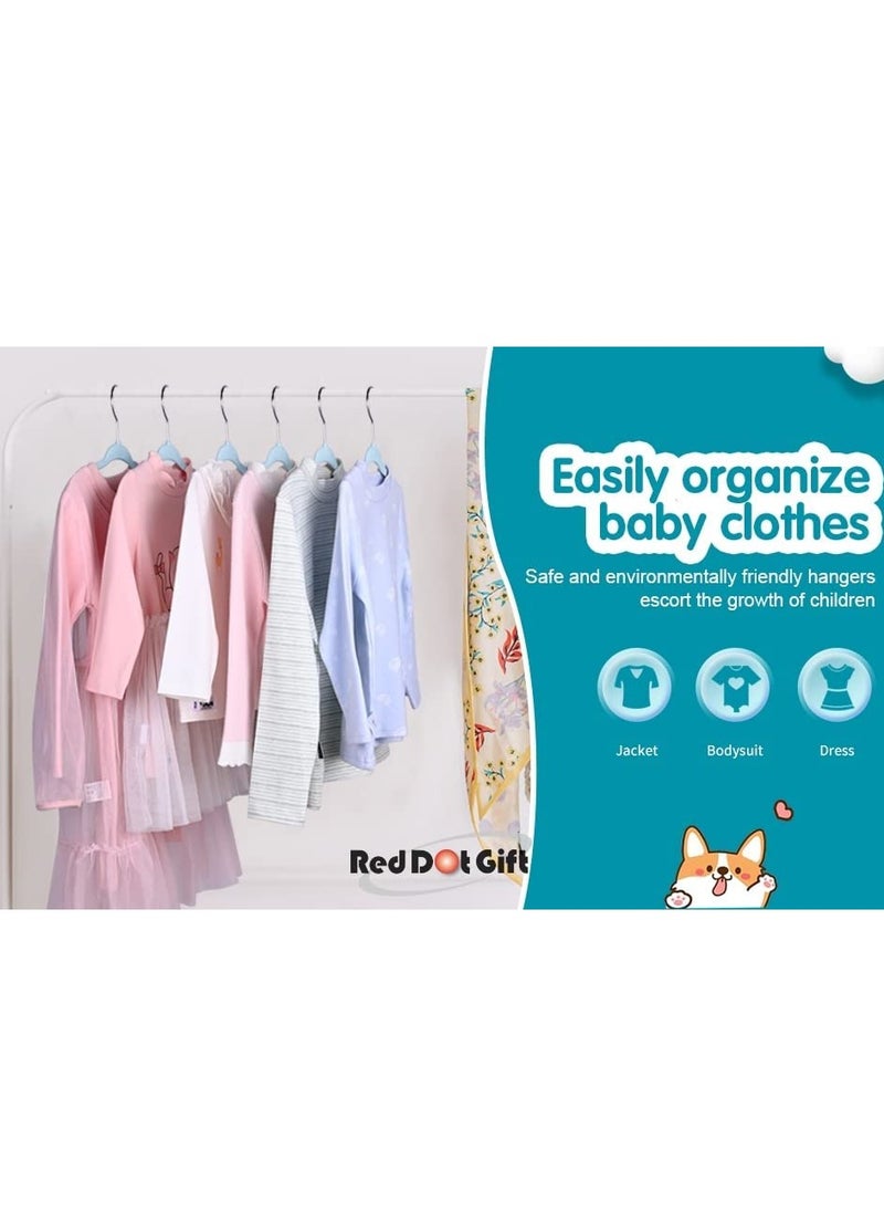 Red Dot Gift 50-Pack Blue Velvet Kids Hangers - (35cm / 14 Inch) Premium Childrens Hangers for Closet, Ultra-Thin Cute Hangers Kids Clothes Hanger, Small Hangers for Kids Clothes  - Image 2