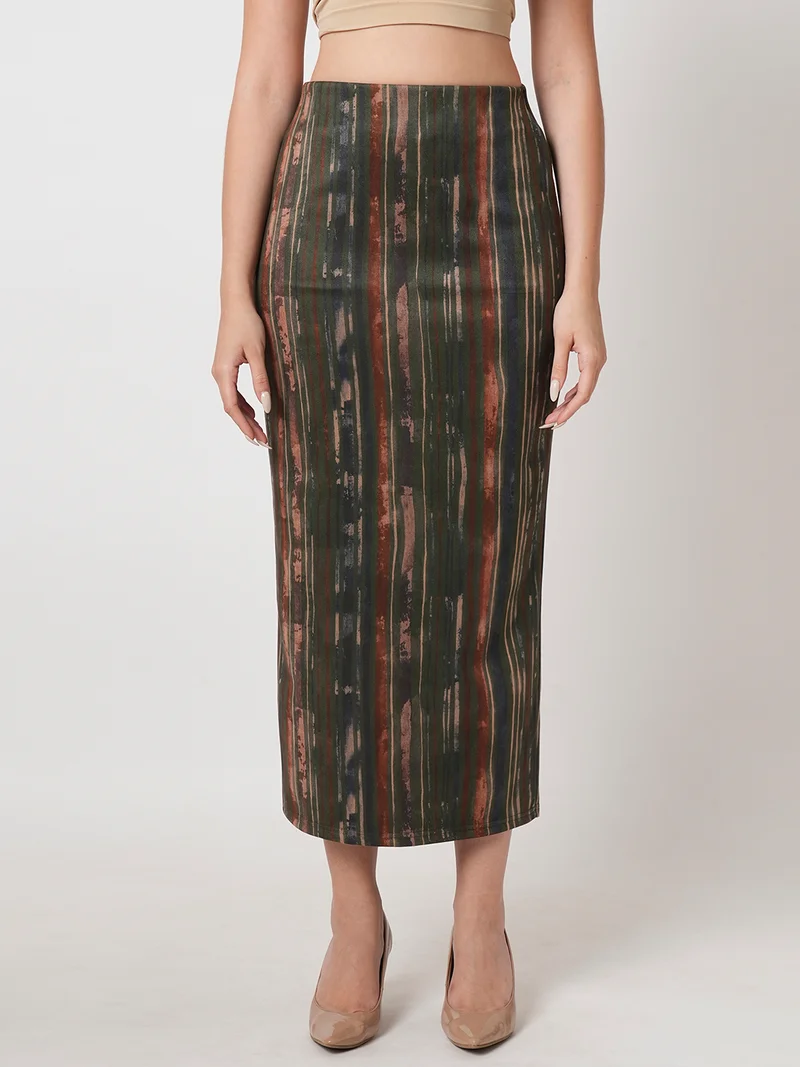 جلو باص Globus Women Printed Stretchable Pencil Midi Skirts