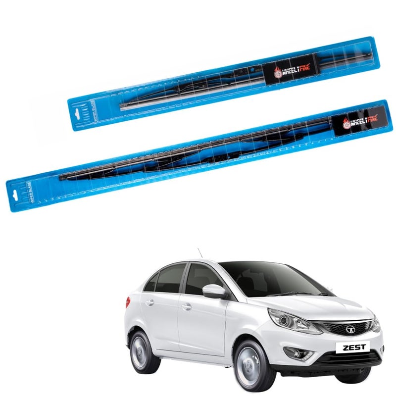 Wheelyfine Car Wiper Blades | Metal Frame | Water Repellent Windshield Wipers | Blade Refills For Tata Zest (2014 Onwards) Dr 24"/Pa 14" - Image 2