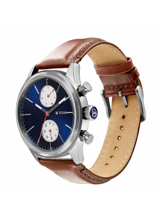 تيتان Men's Leather Analog Watch 1805SL06 - 42 mm