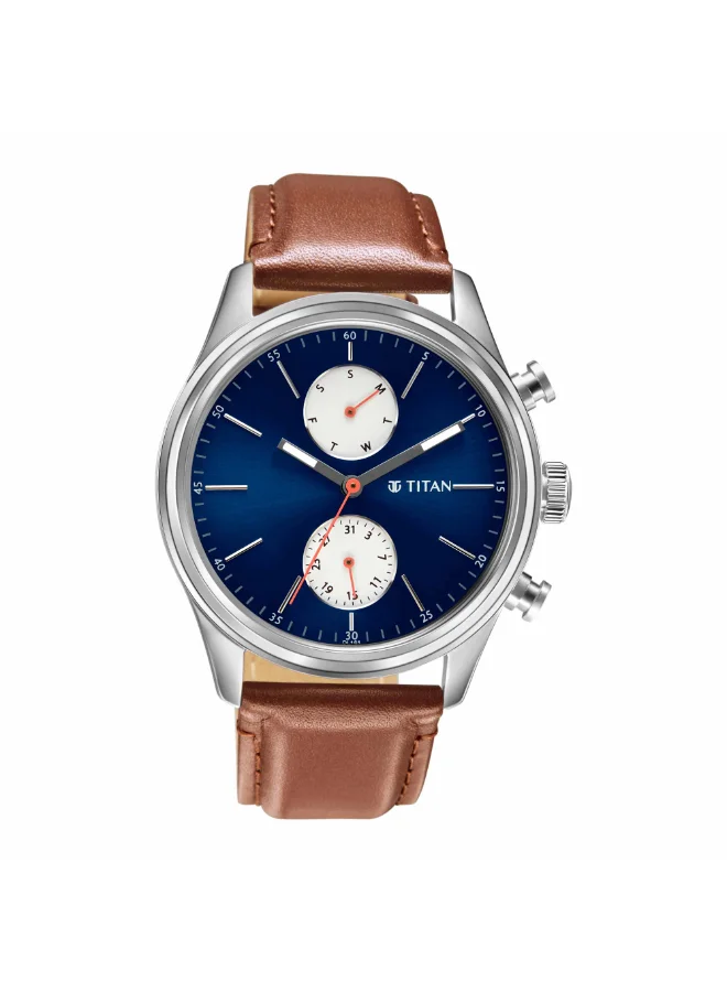 تيتان Men's Leather Analog Watch 1805SL06 - 42 mm