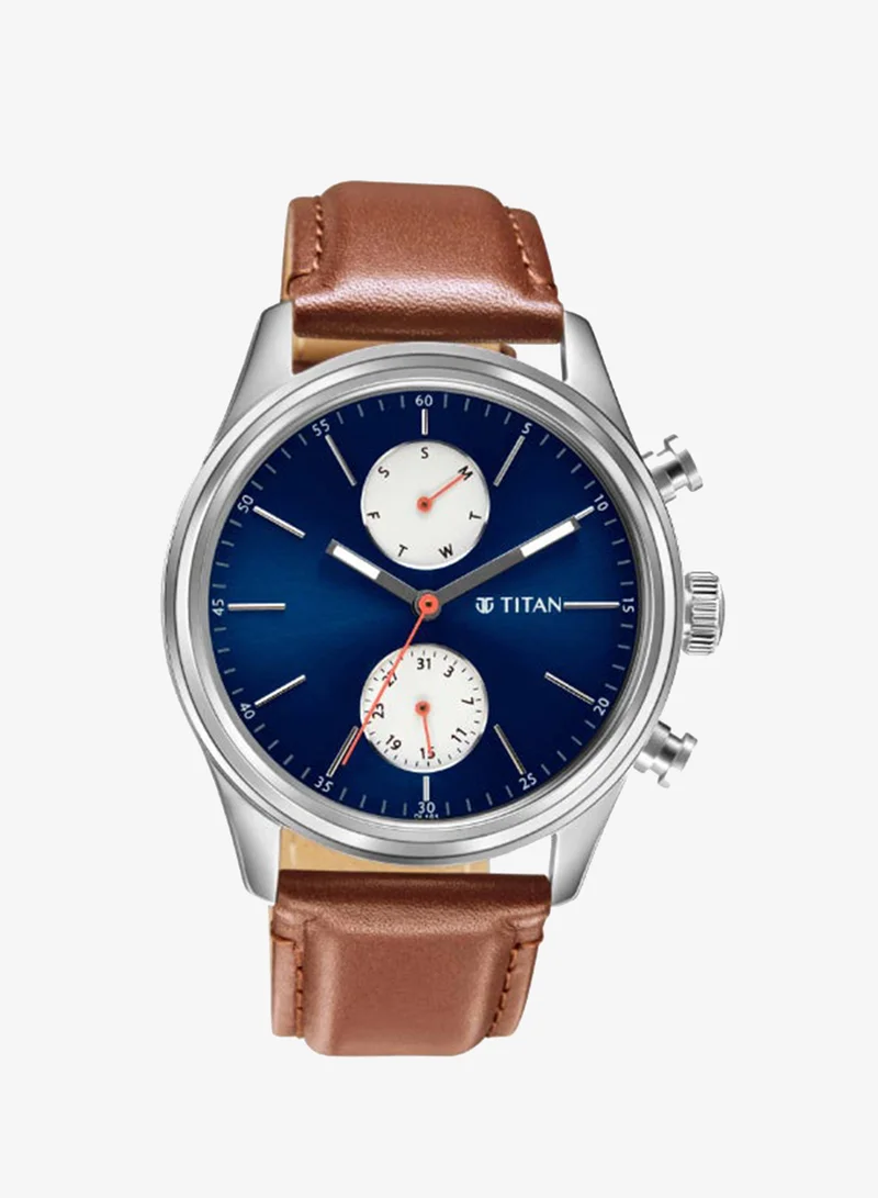 TITAN Men's Leather Analog Watch 1805SL06 - 42 mm