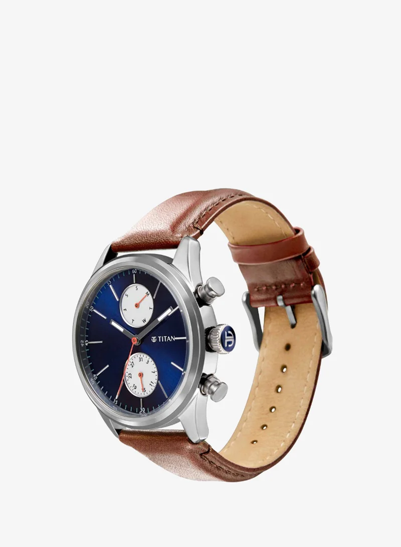 TITAN Men's Leather Analog Watch 1805SL06 - 42 mm