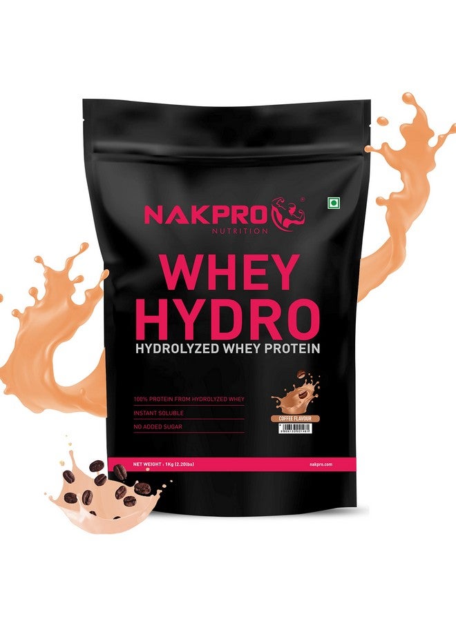 NAKPRO HYDRO Whey Protein Hydrolyzed | 24.89g Protein, 5.45g BCAA | Easy Mixing, Low Carbs, Easy Digesting Whey Protein Supplement Powder for Men, Women & Athletes | 1 Kg (Coffee) - Image 1