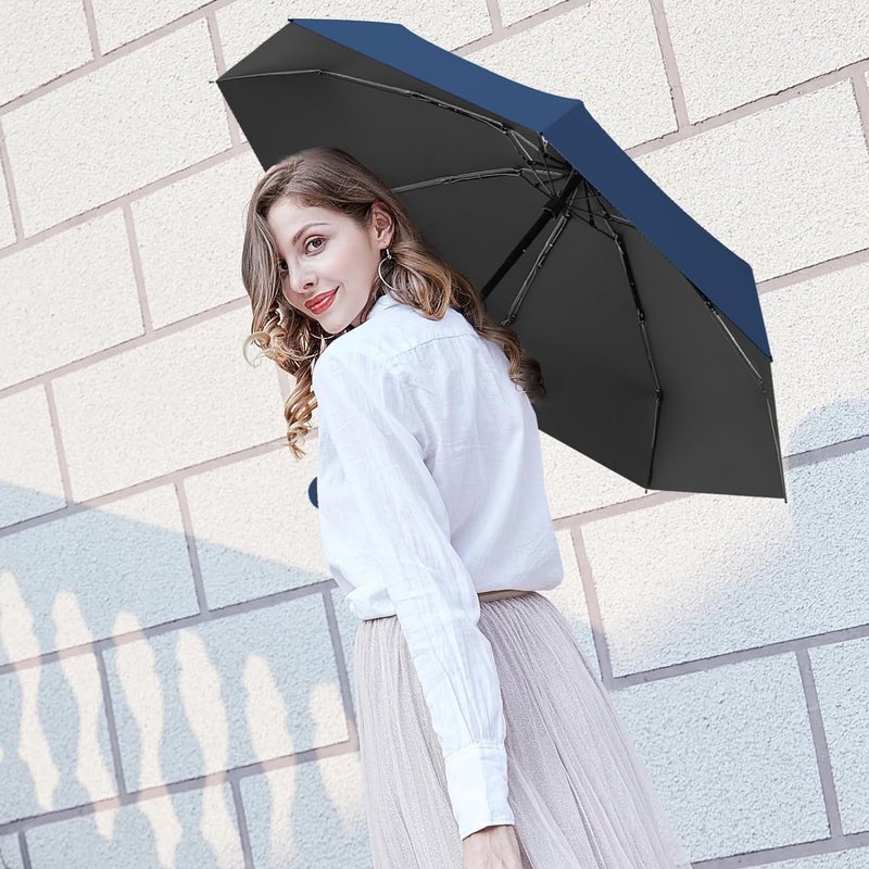 KEEKOS Umbrella, UV Big Size Umbrella for Sun Protection Rain Windproof Strong large 2 fold for men women kids boys girls Perfect small & stylish Windproof & Compact (Black.) - Image 5
