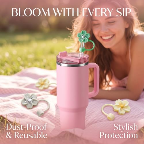 BTYHAOS Silicone Straw Caps for 10mm Tumblers | Reusable Dust-Proof Straw Toppers Compatible with Stanley 30oz & 40oz Tumblers (Yellow) - Image 2