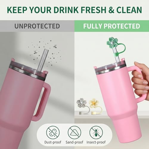 BTYHAOS Silicone Straw Caps for 10mm Tumblers | Reusable Dust-Proof Straw Toppers Compatible with Stanley 30oz & 40oz Tumblers (Yellow) - Image 4