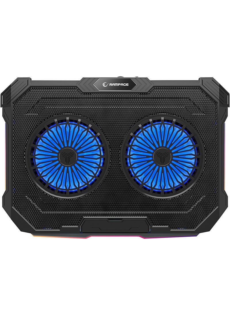 Addison Rampage Sirius S46 RGB Light 2 Fan Height Adjustable 125 * 125 * 15 2 USB Port Notebook Cooler  - Image 2
