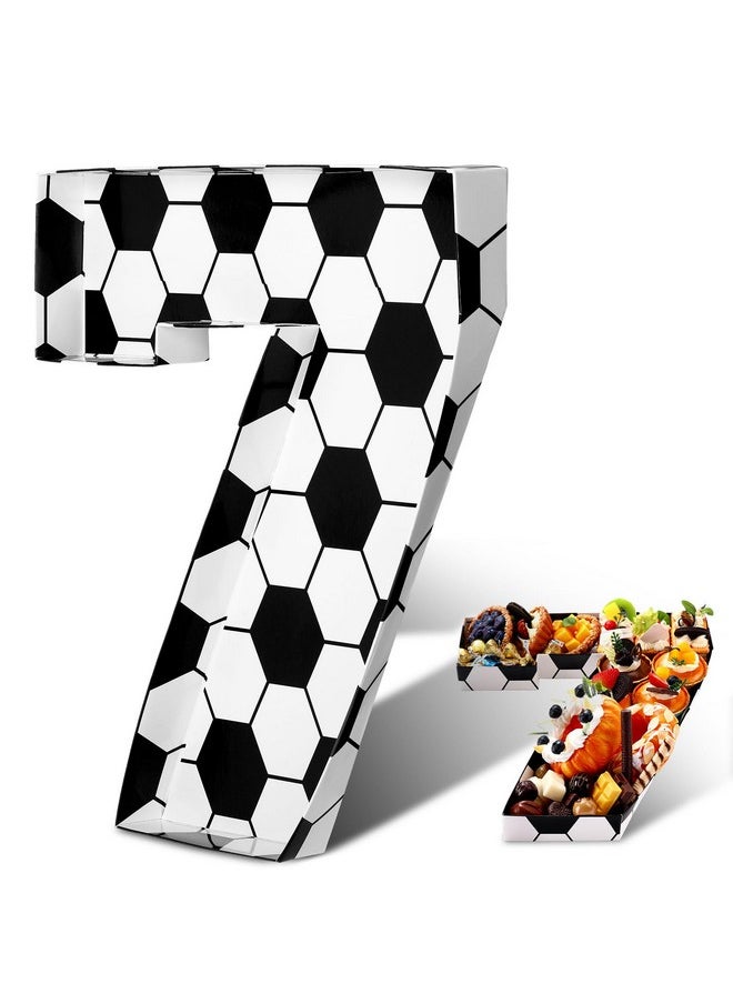 Mifoci 13.7" Soccer Party Cardboard Number For Charcuterie Fillable Paper Mache Sports Number Box Fruit Snack Candy Cupcake Trays For Soccer Birthday Festival Decorative Gift Box (Soccer, 7)  - Image 1