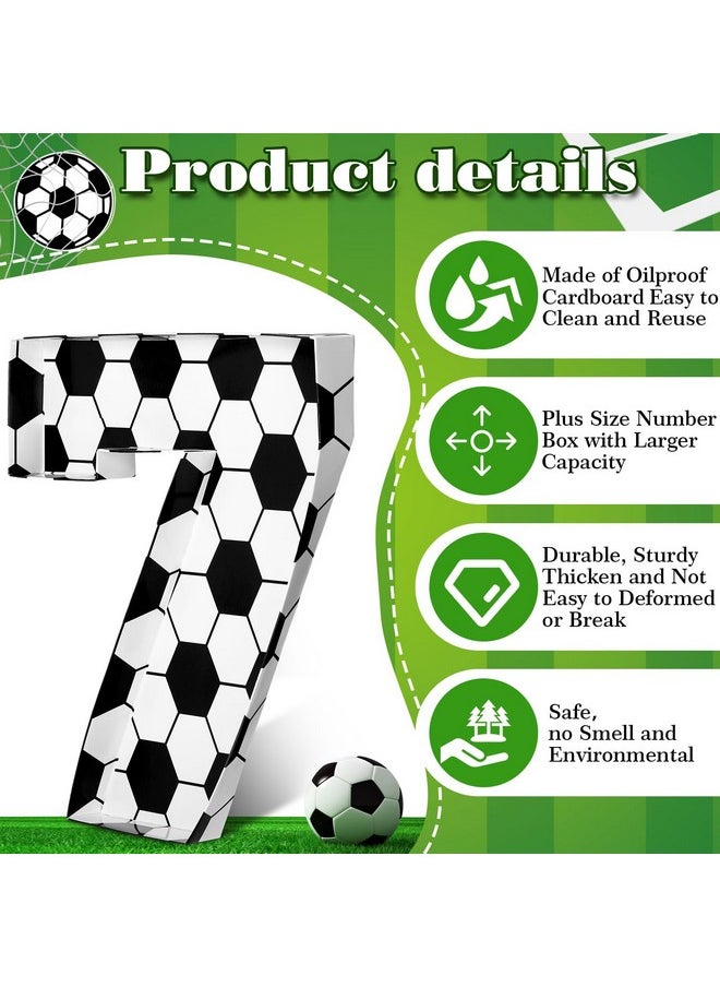 Mifoci 13.7" Soccer Party Cardboard Number For Charcuterie Fillable Paper Mache Sports Number Box Fruit Snack Candy Cupcake Trays For Soccer Birthday Festival Decorative Gift Box (Soccer, 7)  - Image 4