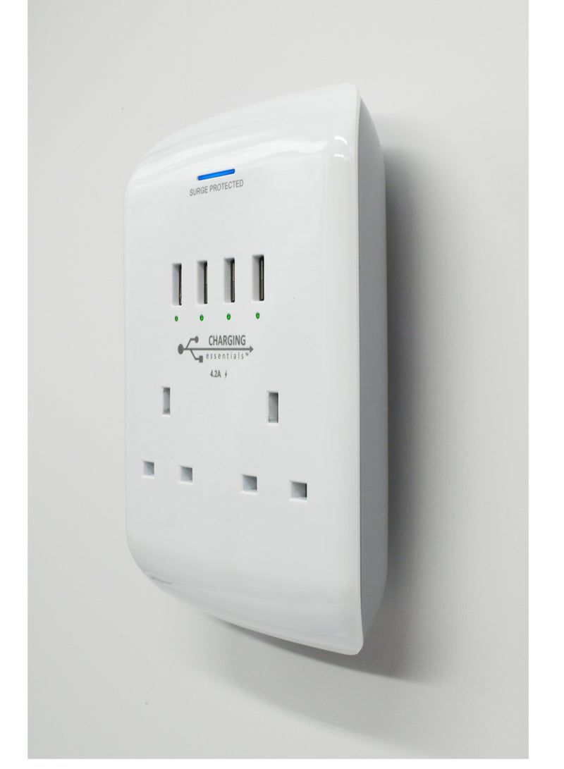 CHARGING Essentials Twin Socket Adaptor with 4 USB Chargers| Surge Protected 2 Pack - Image 5