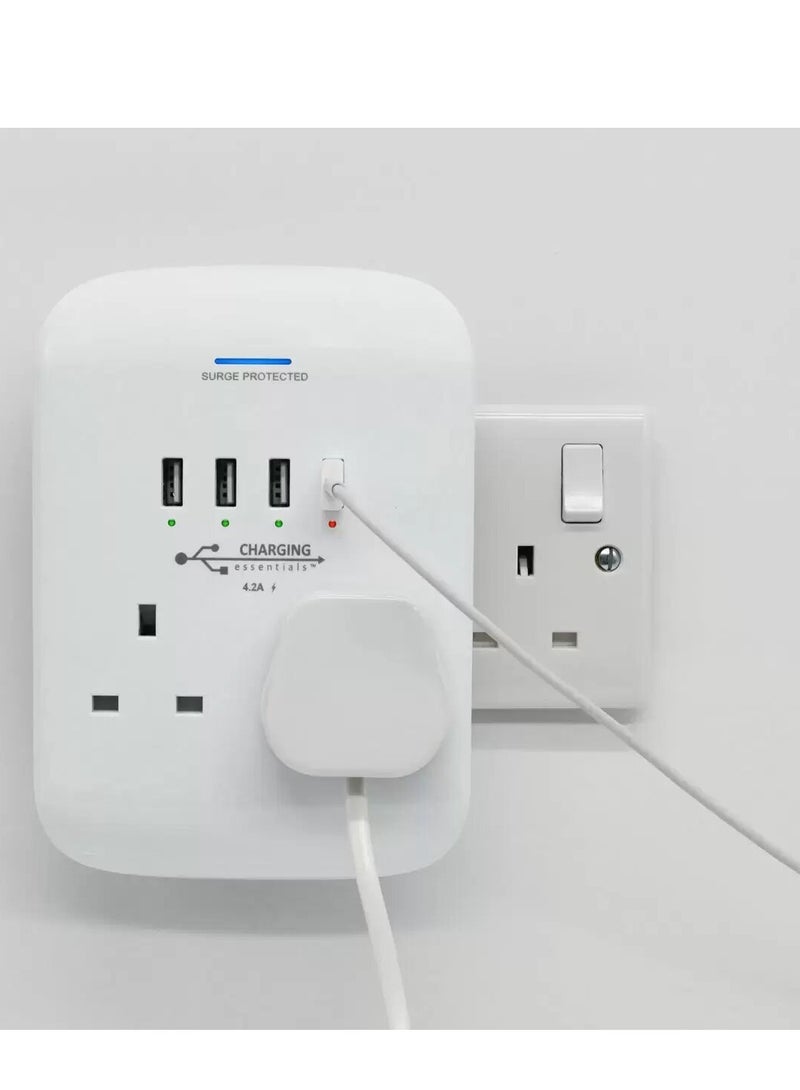 CHARGING Essentials Twin Socket Adaptor with 4 USB Chargers| Surge Protected 2 Pack - Image 3