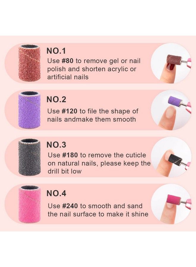 Rolybag Sanding Bands For Nail Drill Nail Sanding Bands Professional Sanding Bit Nails 240 Pieces 4 Color Coarse Fine Grit Efile Sand Set 80#120#180#240# 2 Pieces Nail Drill Bits - Image 5