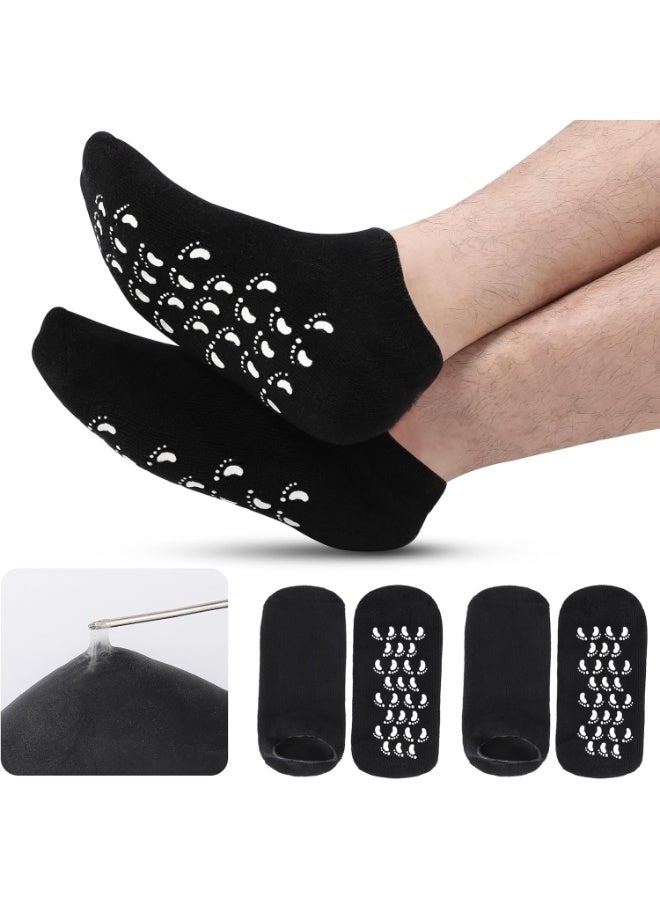 Moisturizing Silicone Gel Socks for Women – Foot Care for Dry Cracked Heels and Feet – Infused with Vitamin E, Jojoba Oil, Olive Oil, Rose Oil – Deep Hydration Foot Spa Socks for Home Use – Self Care Gifts for Mom, Women, and Spa Lovers – 4 Pairs Assorted Colors Pink, Blue, Black, Green – Reusable Silicone Socks for Soft, Smooth, Nourished Feet – Anti-Cracked Heel Treatment - Image 2