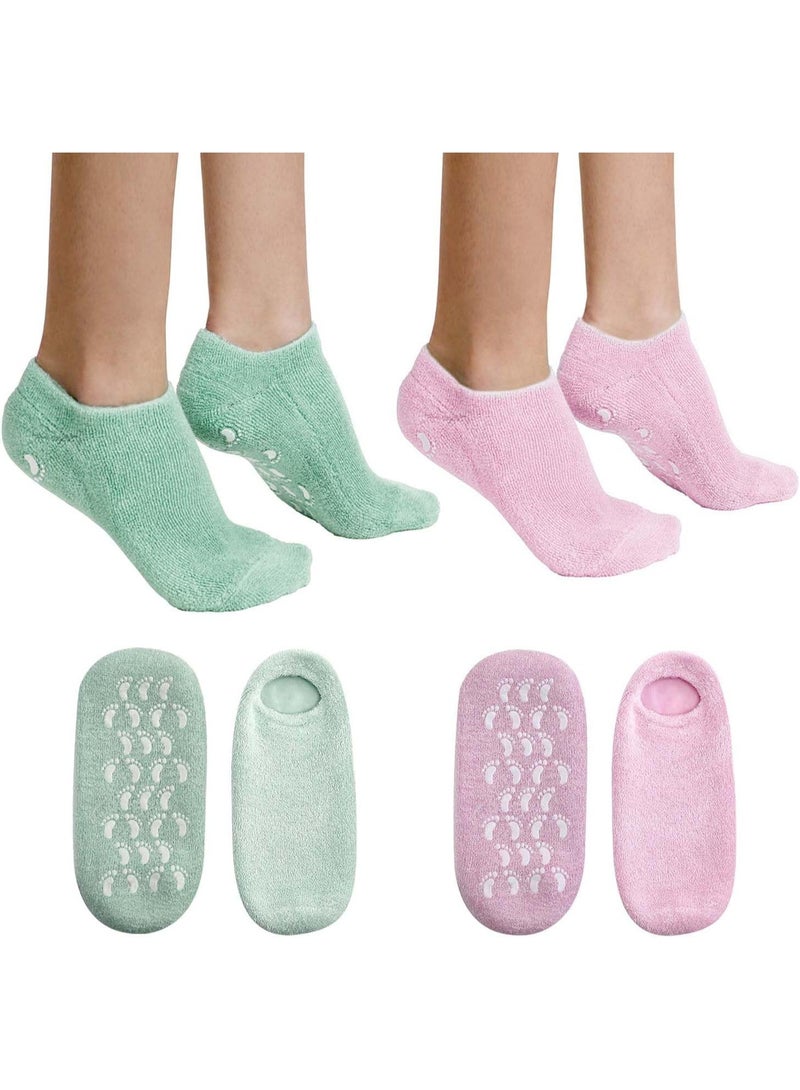 Moisturizing Silicone Gel Socks for Women – Foot Care for Dry Cracked Heels and Feet – Infused with Vitamin E, Jojoba Oil, Olive Oil, Rose Oil – Deep Hydration Foot Spa Socks for Home Use – Self Care Gifts for Mom, Women, and Spa Lovers – 4 Pairs Assorted Colors Pink, Blue, Black, Green – Reusable Silicone Socks for Soft, Smooth, Nourished Feet – Anti-Cracked Heel Treatment - Image 3