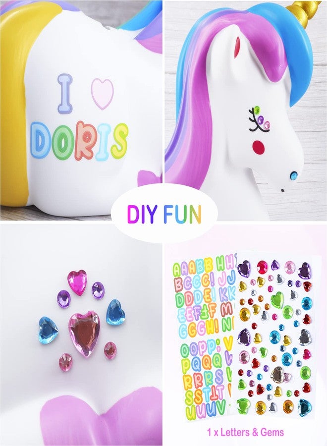 PJDRLLC Piggy Bank Girls: Unicorn Piggy Banks - Unbreakable Plastic Coin Money Bank with Alphabet Stickers - Rainbow - Image 3