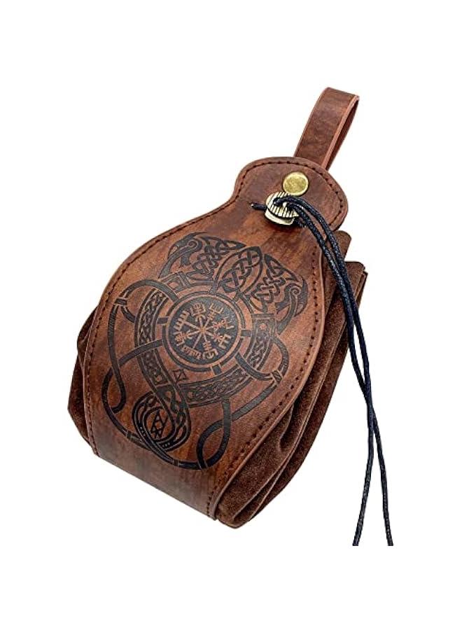 Medieval Faux Leather Pouch, Portable Drawstring Purse, Vintage Belt Pouch Dice Bag For LARP Ren Faire  - Image 1