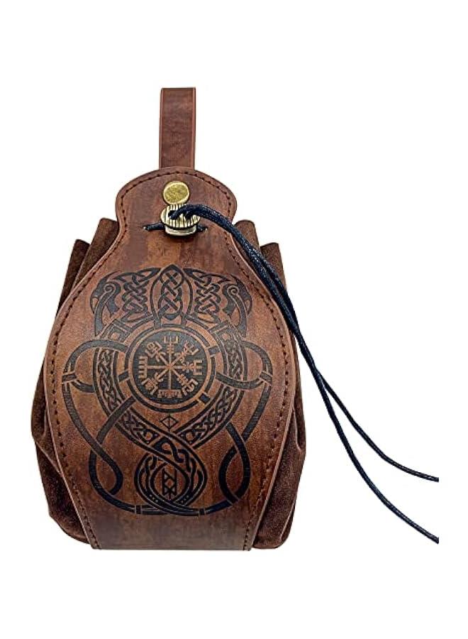 Medieval Faux Leather Pouch, Portable Drawstring Purse, Vintage Belt Pouch Dice Bag For LARP Ren Faire  - Image 2