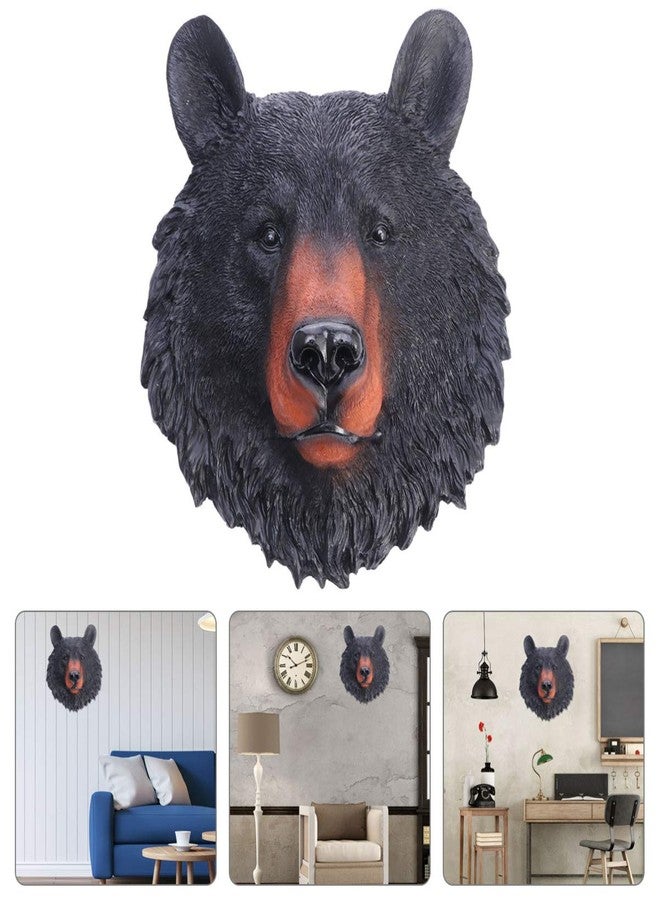 VOSAREA Animal Head Wall Art Resin Bear Head Plaque Wall Sculpture Bear Face Mini Bust Wall Hanging Decoration for Indoor Study Room Ornament - Image 4