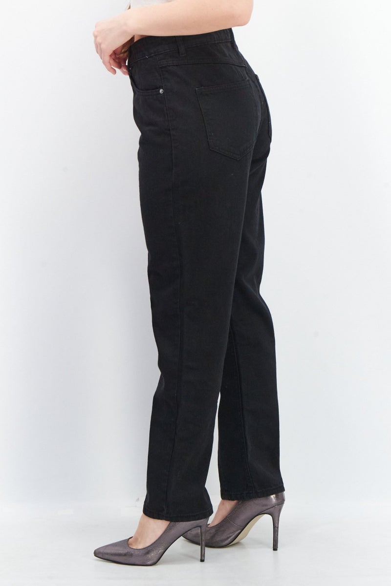 Cropp Women Regular Fit High Waist Non-Stretchable Denim Jeans, Black - Image 2