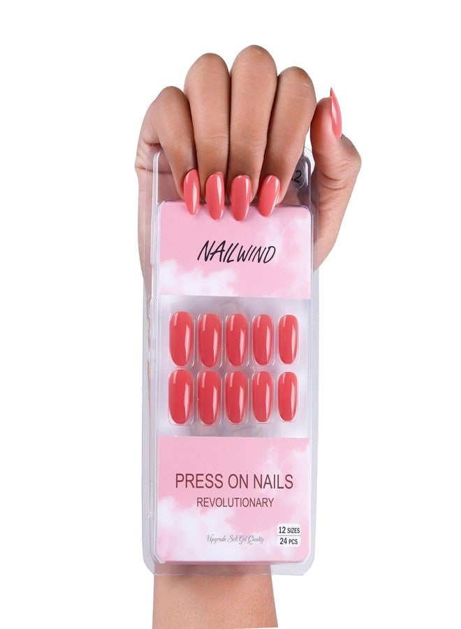 NAILWIND 24 Natural French Short False Nails Acrylic Full Cover Nails,Natural Fake Nails Delicate & Comfortable for Women and Girls (N07, 24 Count -Pack of 1) - Image 2