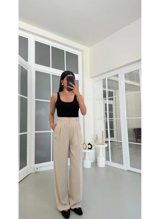 Stone Gold Buttoned Tencel Pants GAUS-01844.