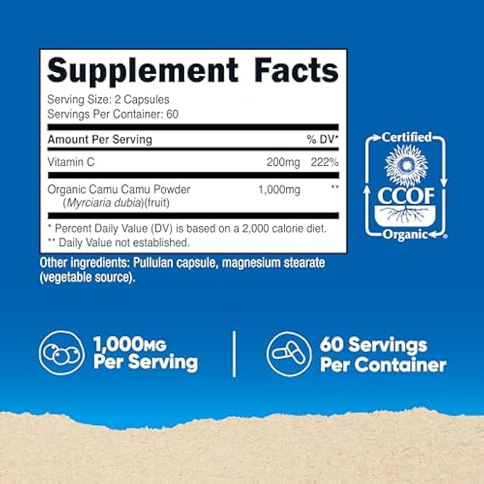 Nutricost Camu Camu 1000mg, 120 Capsule - CCOF Certified Made with Organic, Non-GMO and Gluten Free - Image 2