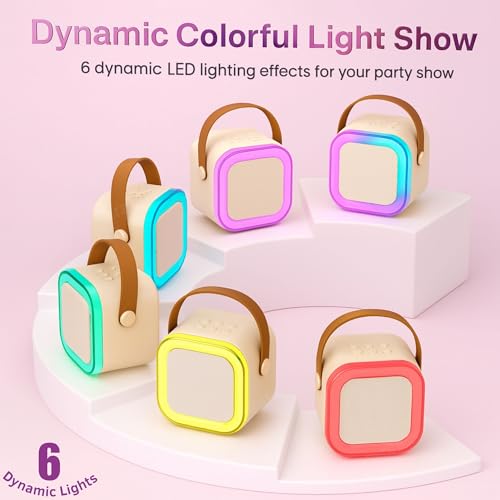 GRAPHENE Karaoke Machine for Singing Birthday Gift Toy for Girls Boys Kids Wireless Mic Mini Portable Bluetooth Speaker Voice Changing Effects Rechargeable Microphone & Dynamic LED Lights - Image 3