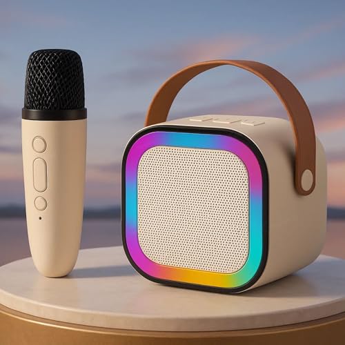 GRAPHENE Karaoke Machine for Singing Birthday Gift Toy for Girls Boys Kids Wireless Mic Mini Portable Bluetooth Speaker Voice Changing Effects Rechargeable Microphone & Dynamic LED Lights - Image 1