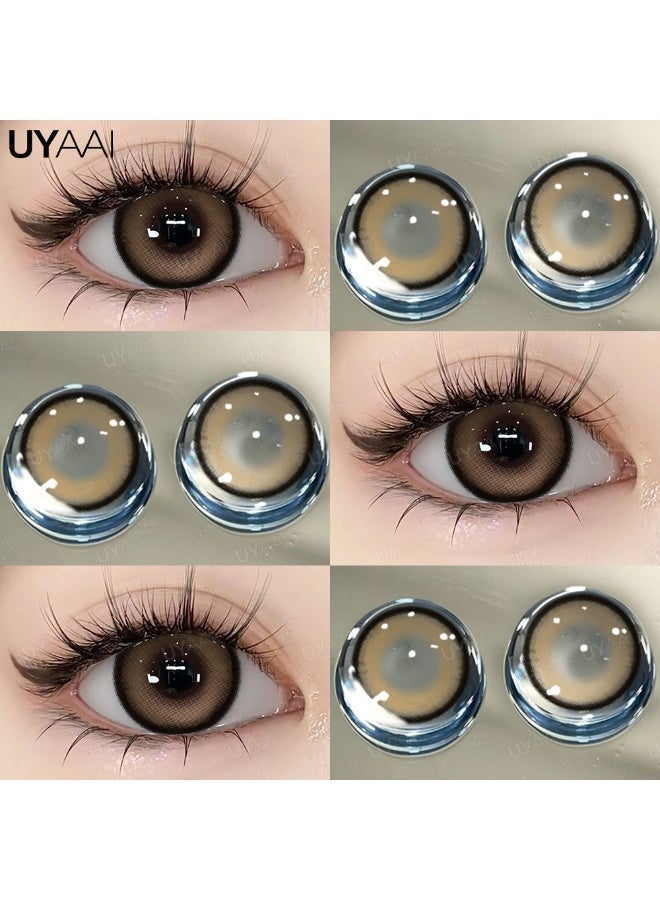 يواي عدسات لاصقة ملونة سنوية بنية طبيعية - عدسات تجميلية للجنسين - عدسات موضة طبيعية - عدسات ناعمة محتوى الرطوبة 42% - Image 3