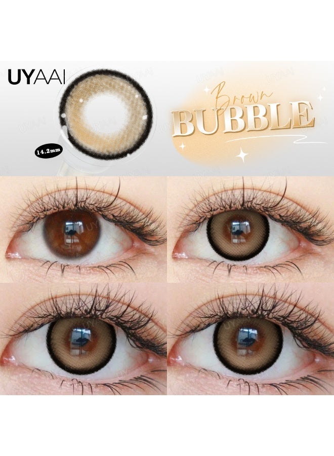 يواي عدسات لاصقة ملونة سنوية بنية طبيعية - عدسات تجميلية للجنسين - عدسات موضة طبيعية - عدسات ناعمة محتوى الرطوبة 42% - Image 2