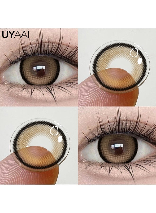 يواي عدسات لاصقة ملونة سنوية بنية طبيعية - عدسات تجميلية للجنسين - عدسات موضة طبيعية - عدسات ناعمة محتوى الرطوبة 42% - Image 5