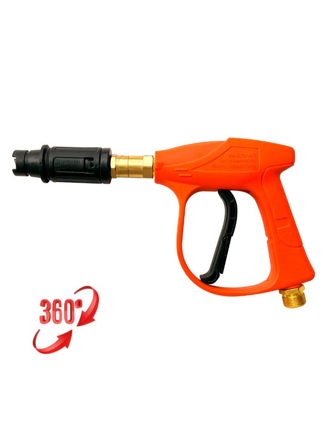 High Pressure Washer Gun, 4350 PSI, 360-Degree Rotation, M22 14mm Connector, Orange - Image 3