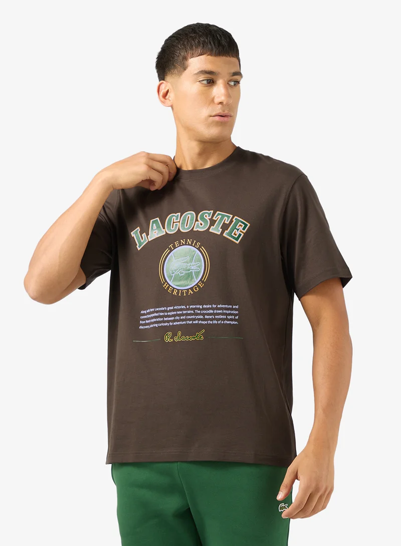 LACOSTE Classic Fit Print Crew Neck T-Shirt