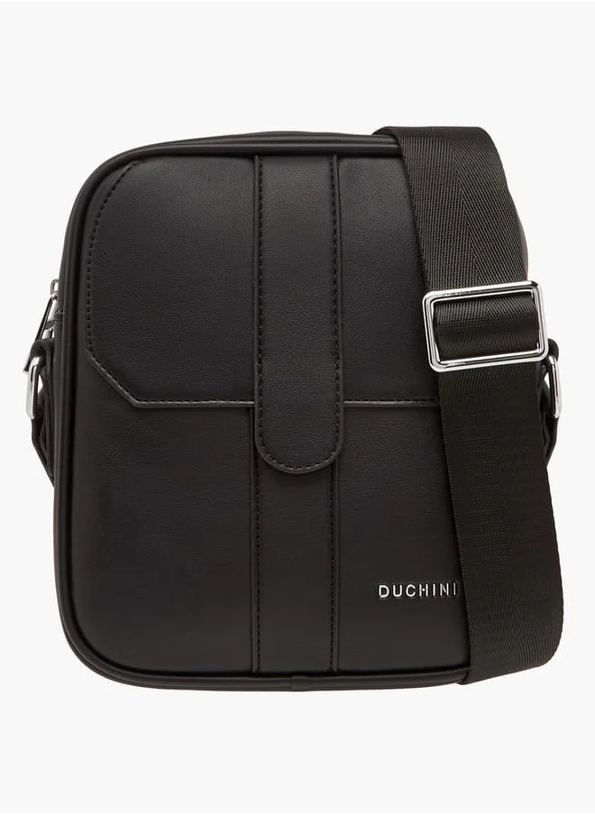 DUCHINI Men's Panelled Crossbody Bag with Zip Closure and Adjustable Strap