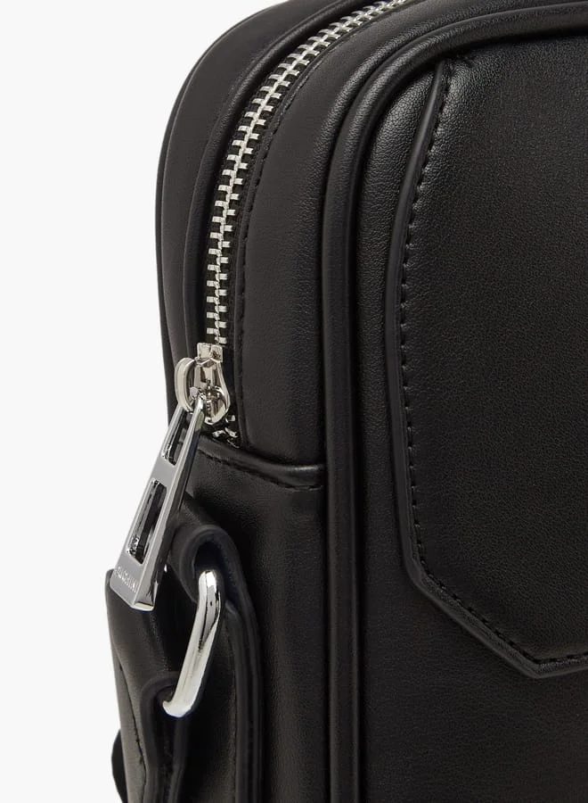 DUCHINI Men's Panelled Crossbody Bag with Zip Closure and Adjustable Strap