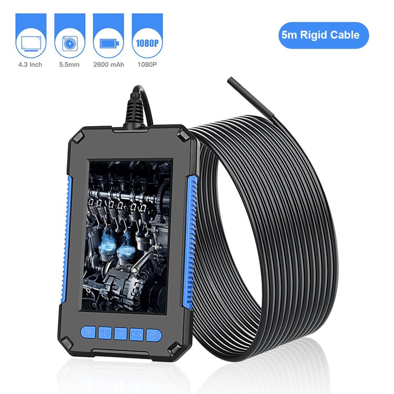 P40 Portable Handheld Industrial Endoscope Borescope Inspection Camera IP67 Waterproof 5.5mm Lens Built-in 6pcs Adjustable LEDs with 4.3 Inch High-definition 1080P Display Screen - Image 1