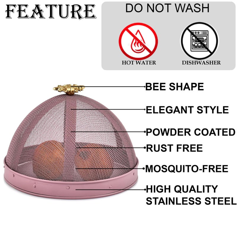 Elan The Royal Hive Cake Cover, Food Covers Steel Mesh Net Kitchen Umbrella Practical Home Using Anti Fly Mosquito Food Cover (10 Inch, Mauve) - Image 4