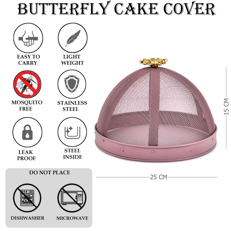 Elan The Royal Hive Cake Cover, Food Covers Steel Mesh Net Kitchen Umbrella Practical Home Using Anti Fly Mosquito Food Cover (10 Inch, Mauve) - Image 2